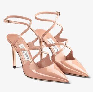 New Jimmy Choo Azia Pump 95 Ballet Pink Patent Leather Pumps